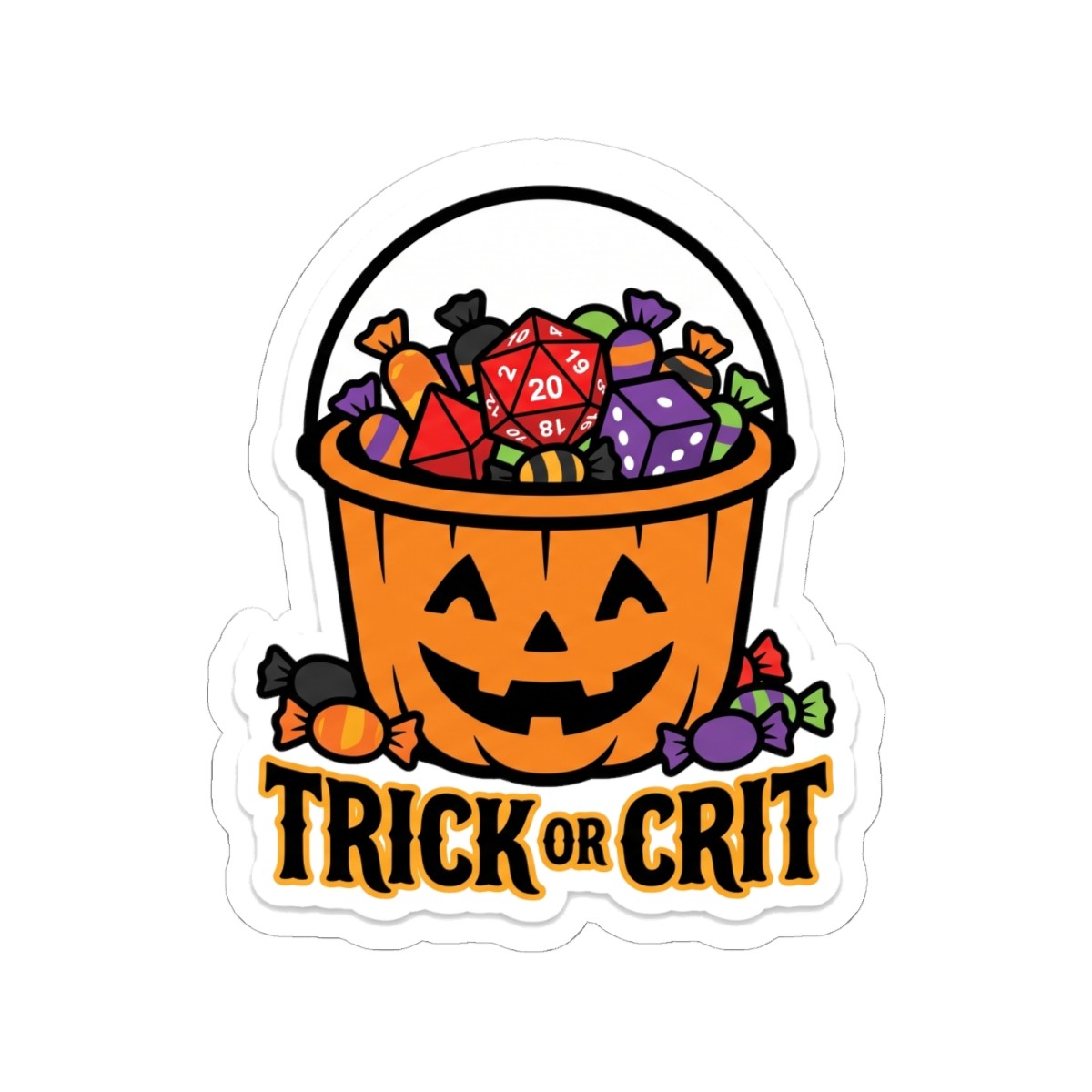 Trick Or Crit Halloween Tabletop RPG D20 Dice Gamer Sticker