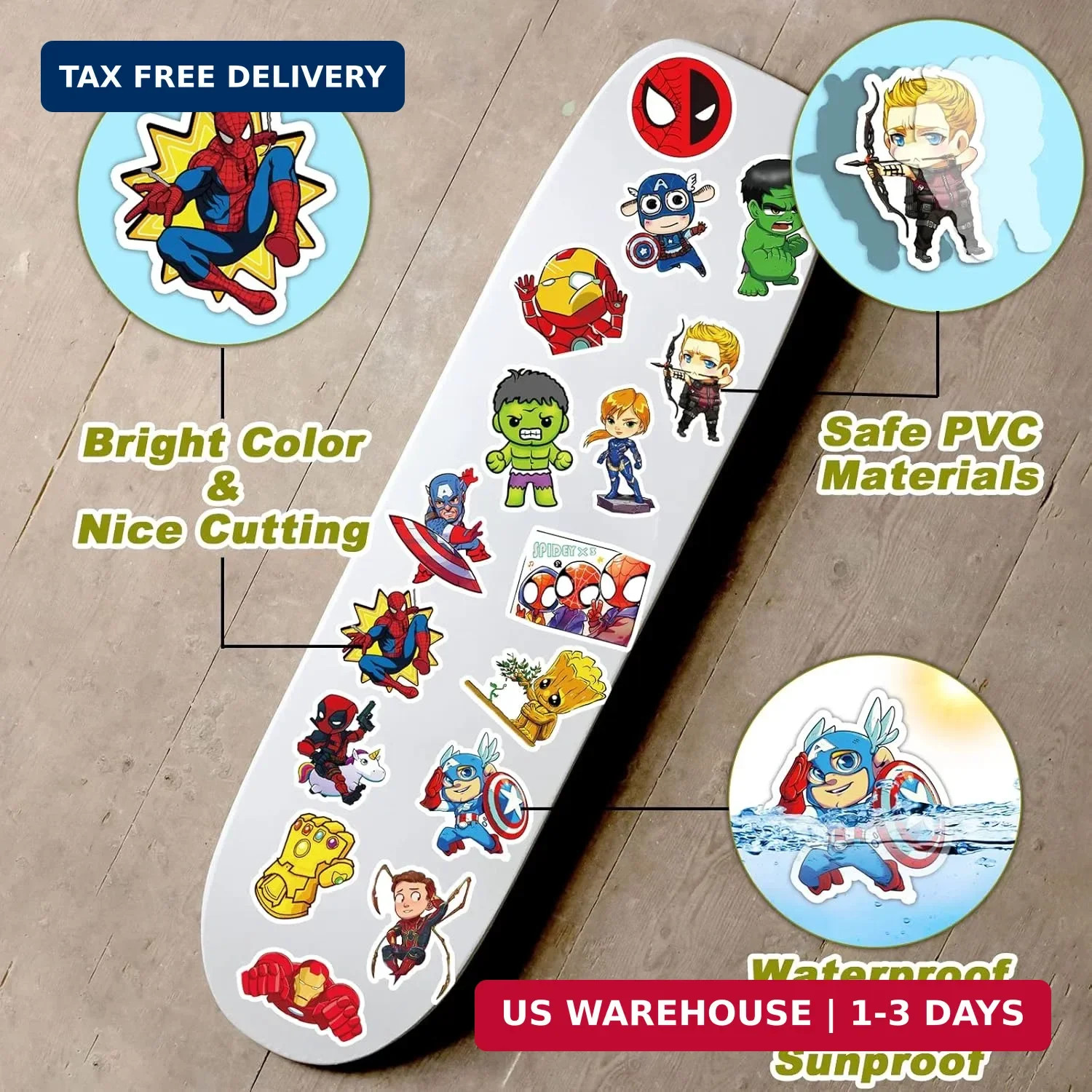 200PCS Cool Character Stickers for Water Bottles Skateboard Luggage Laptop Bumpe
