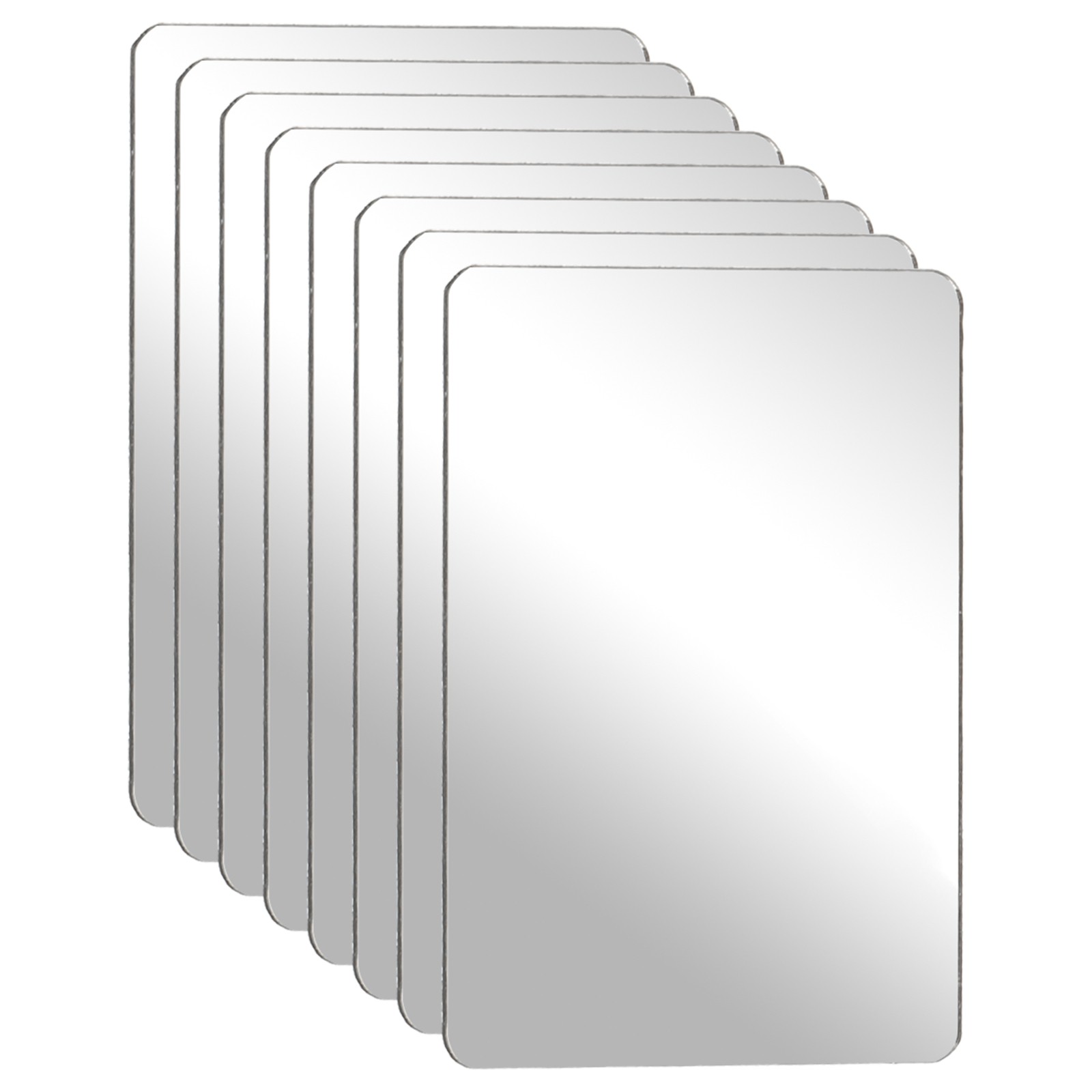 8Pcs Acrylic Mirror Sheet, 3.9×2.8" Rectangle Self Adhesive Mirror