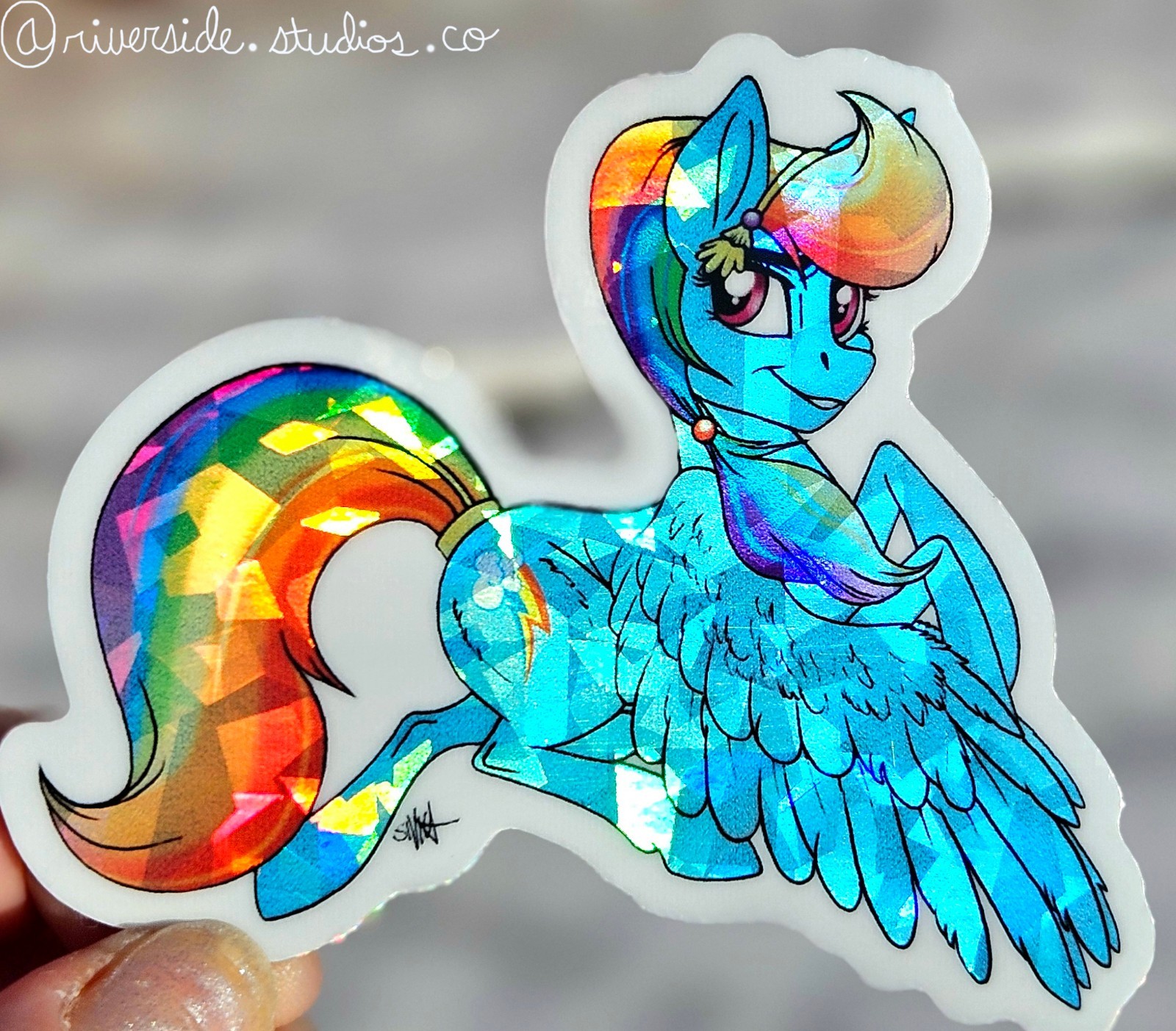 Crystal Rainbow Dash Vinyl Holo Sticker 3" Original Art My Little Pony
