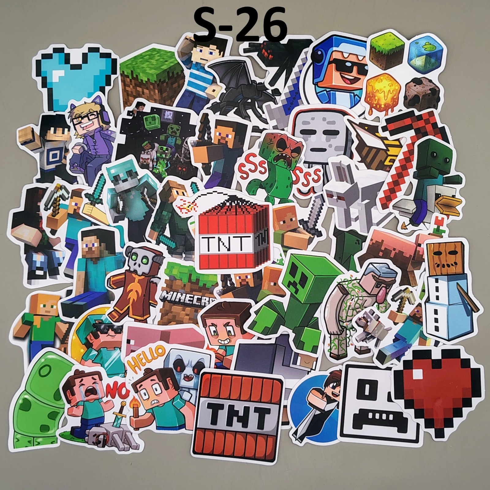 You Pick 50 Pack Mine Crafting Stickers 8-Bit Pixel Block Builder Decal Lot