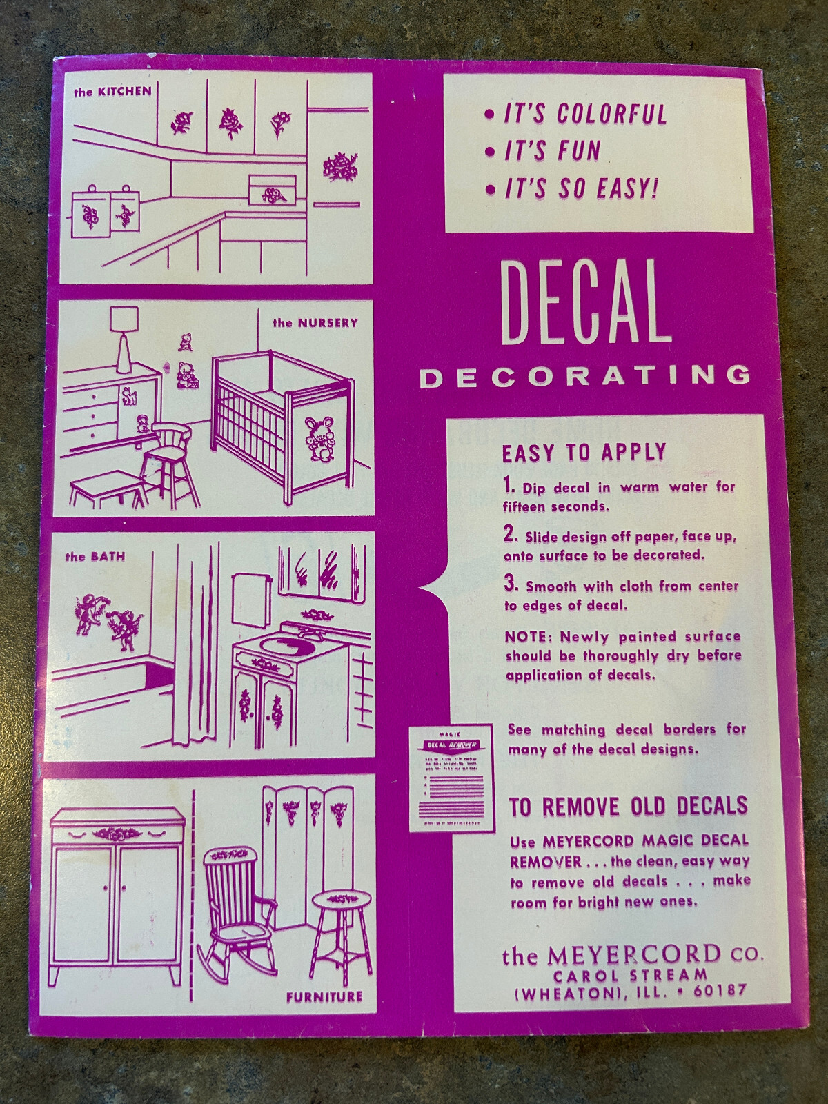 Vintage Meyercord Decorator Decals Retro Floral Folk Art 1538-D Wall Decor