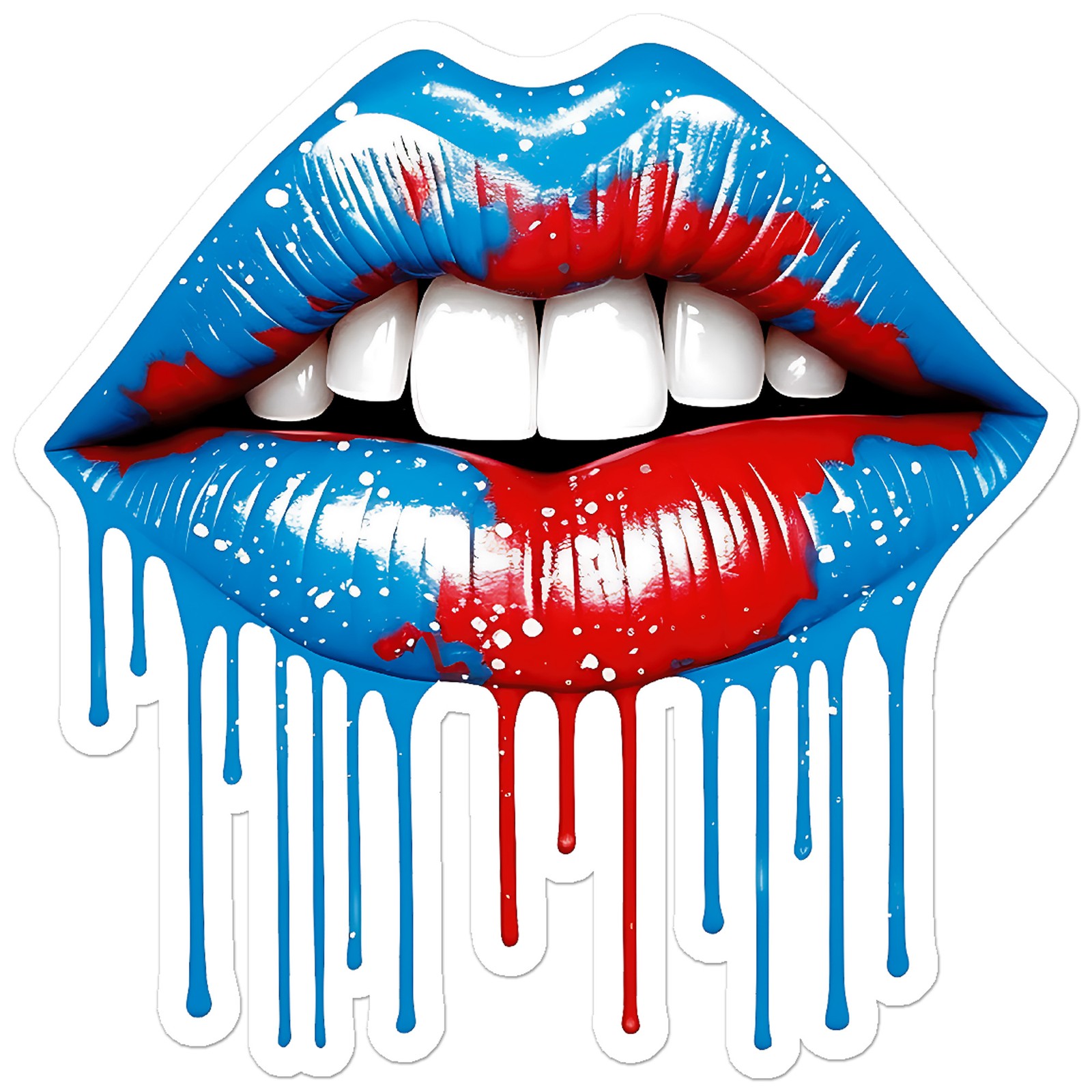 Blue Red Dripping Lips – Vinyl Decal Sticker – Car Window Laptop – ebn11363