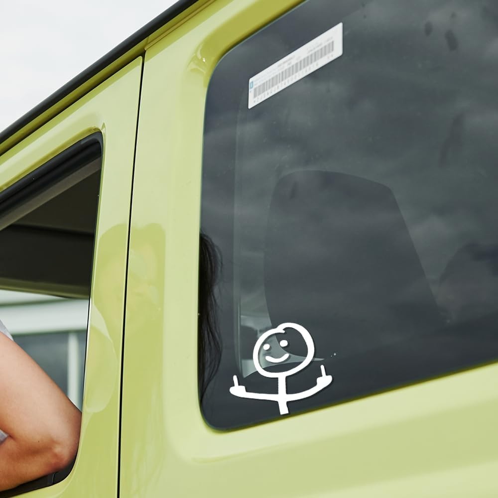Funny Stick Figure Middle Finger Vinyl Decal Car Window or Laptop 4.5" x 4.2"