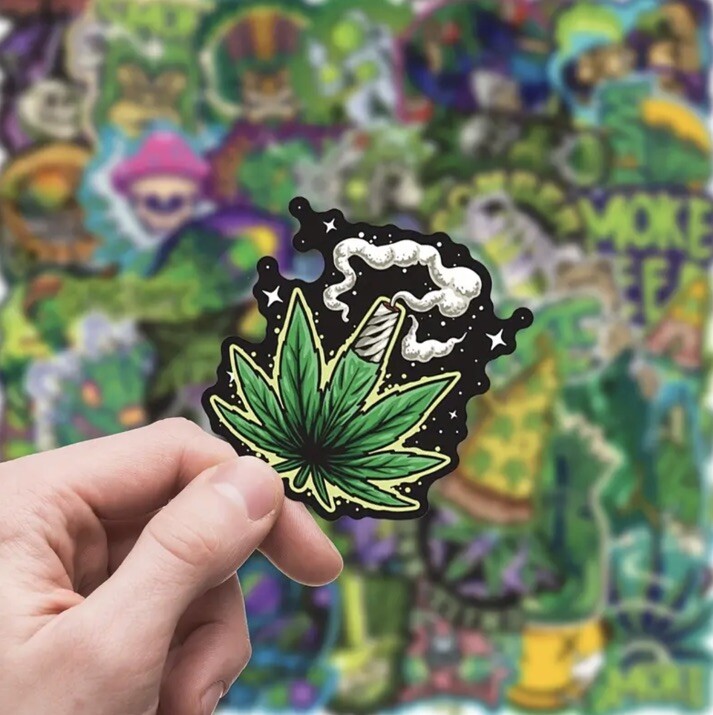 Weed Vinyl Stickers 50 Pack Waterproof Water Bottle Laptop Phone Envelope Decals