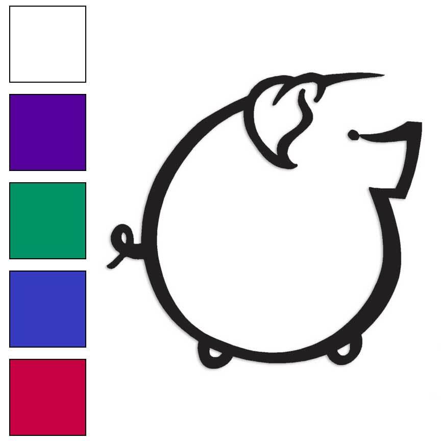 Pig Drawing Cute, Vinyl Decal Sticker, Multiple Colors & Sizes #1369
