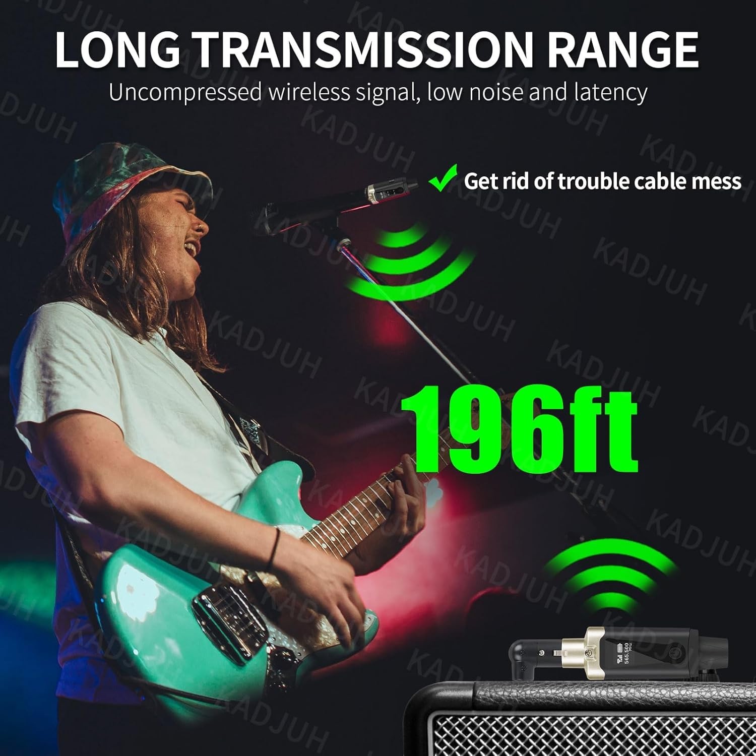Wireless XLR Transmitter Receiver Set, Rechargeable Mic Adapter, 16 Channels, 19