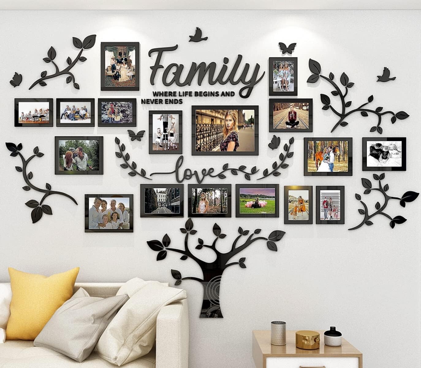 Premium Family Tree Wall Sticker – Acrylic – 57"x81" – 17 Picture Frames