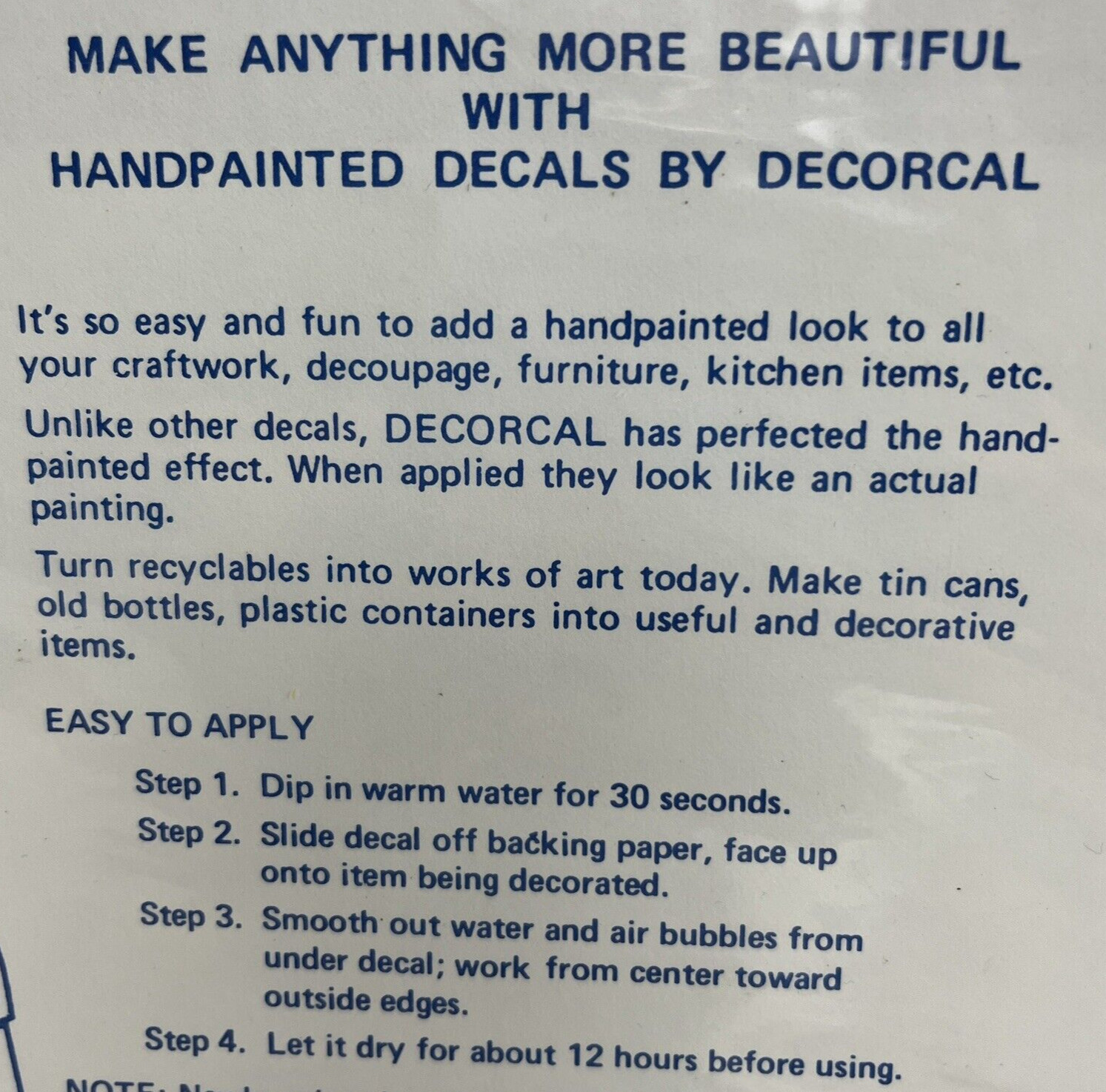 Vtg 1986 Decorcal Handpainted Decals Lot 2 Identical Sheets Teddy Bears at Play