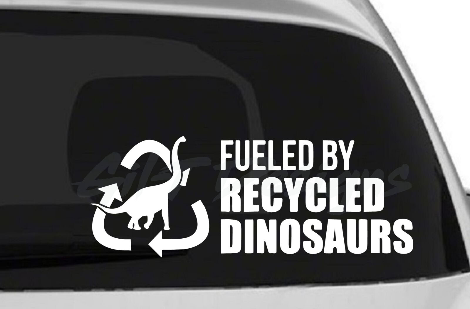 Fueled by Recycled Dinosaurs #2 Vinyl Decal Sticker, Green, Funny, Gas, Car