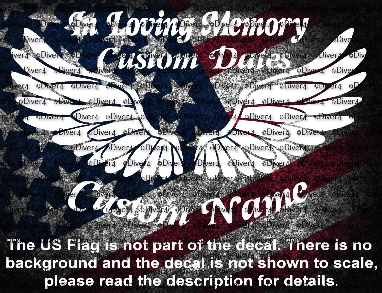 In Loving Memory With Wings Memorial Decal USA Made US Seller