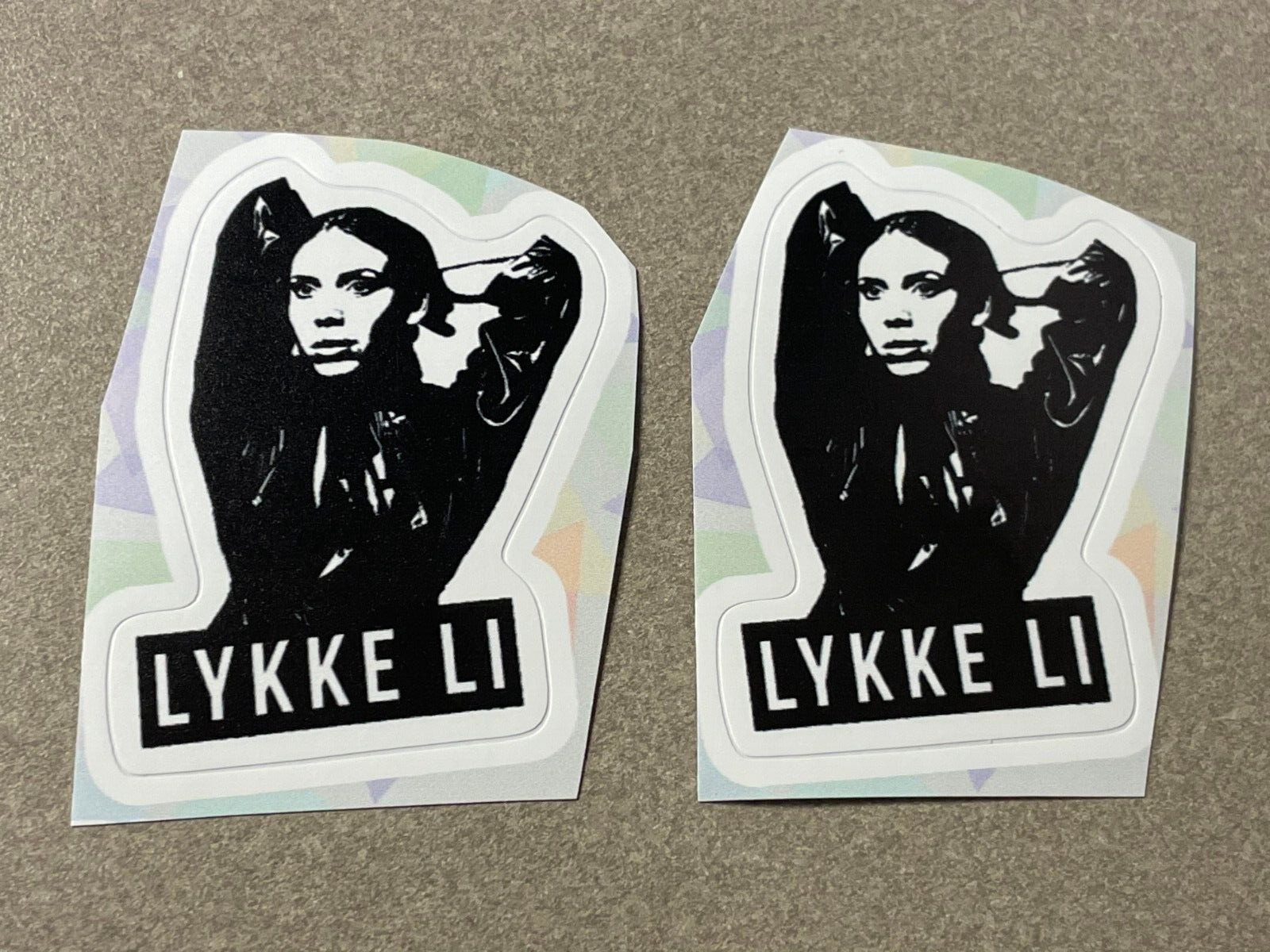 Lot (2) LYKKE LI 1 1/2" x 2 1/4" Band Logo STICKERS Black White FAST! FREE SHIP!