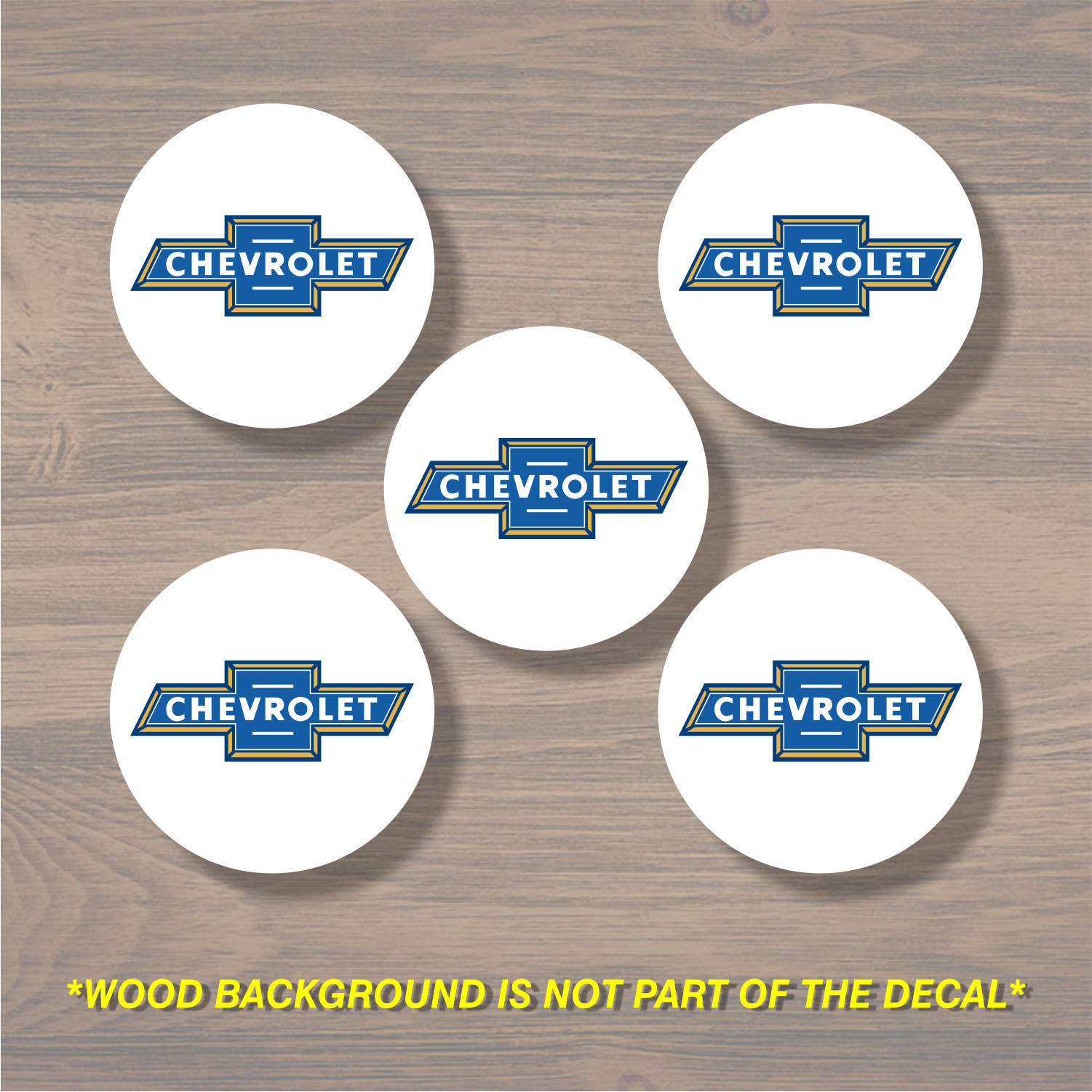 Chevrolet Chevy Bowtie Retro Wheel Center Cap Overlay x5, Vinyl Decal Sticker