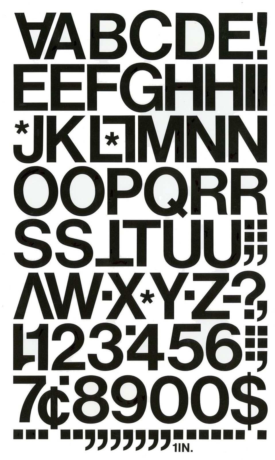 Chartpak Self-Adhesive Vinyl Capital Letters and Numbers, 1 Inch High, Black,…