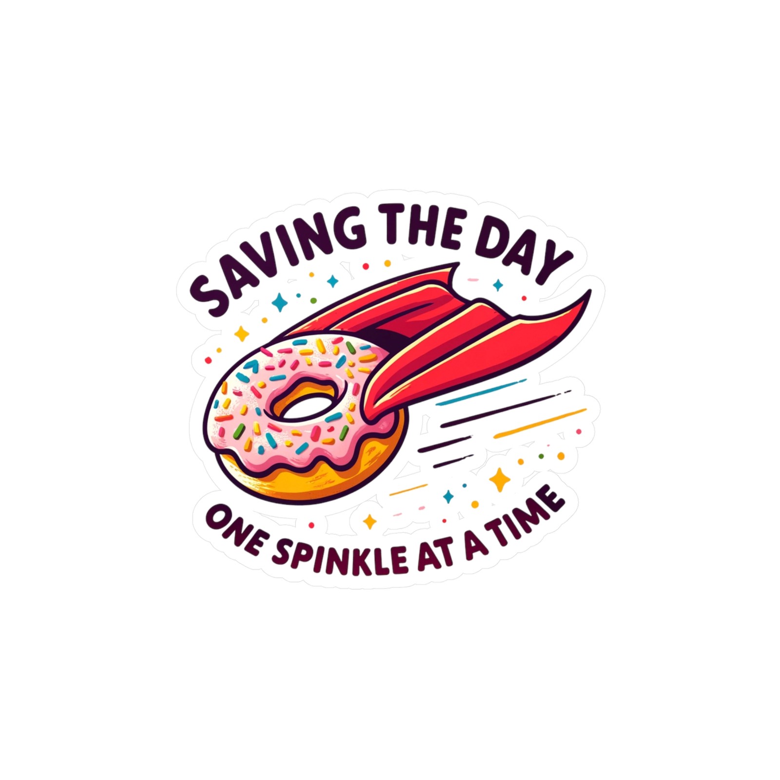 Saving the Day Donut Sticker Label Decal Vinyl Matte Glossy Kiss-Cut