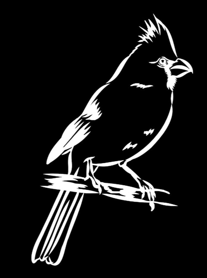 Cardinal on Branch 5" Black or White Vinyl Decals Car Window any flat surface