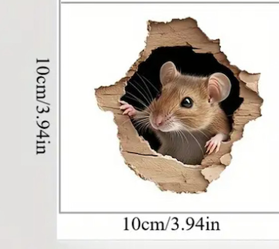 Realistic Brown Cute Mouse C Rat Rodent Wall Sticker Realistic Decal Kitchen