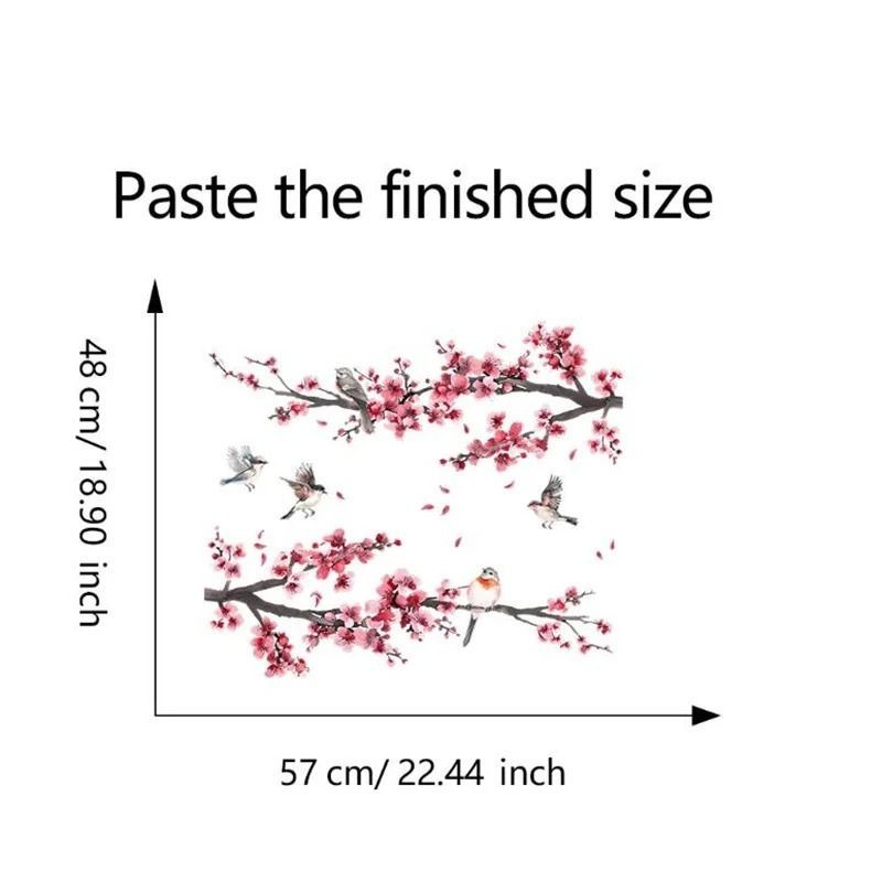 Watercolor Tree Branch Blossom Bird Wall Sticker Bedroom Living Room Background