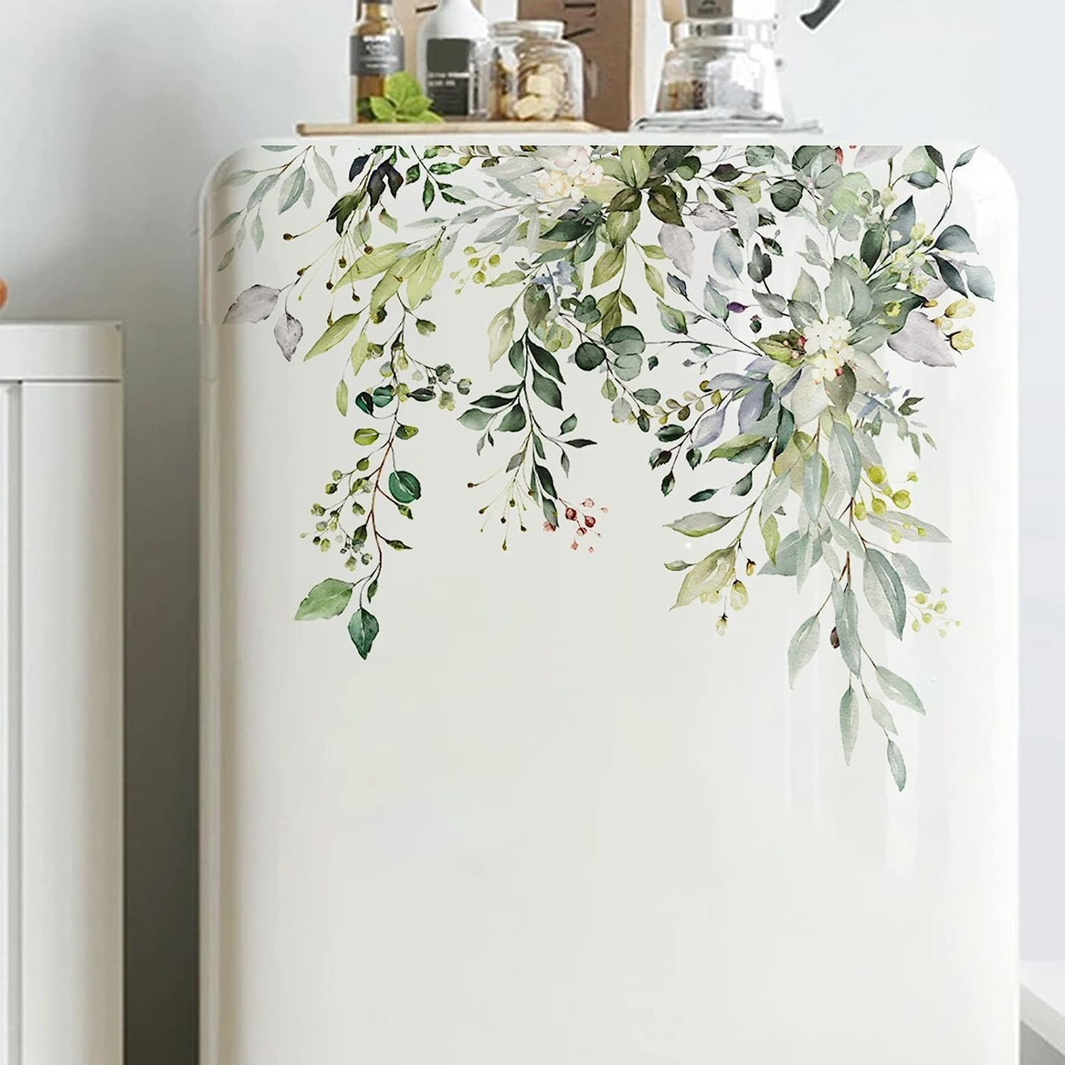 Green Leaf Floral Toilet Lid Decals – Self-Adhesive, Removable, Waterproof Bathr
