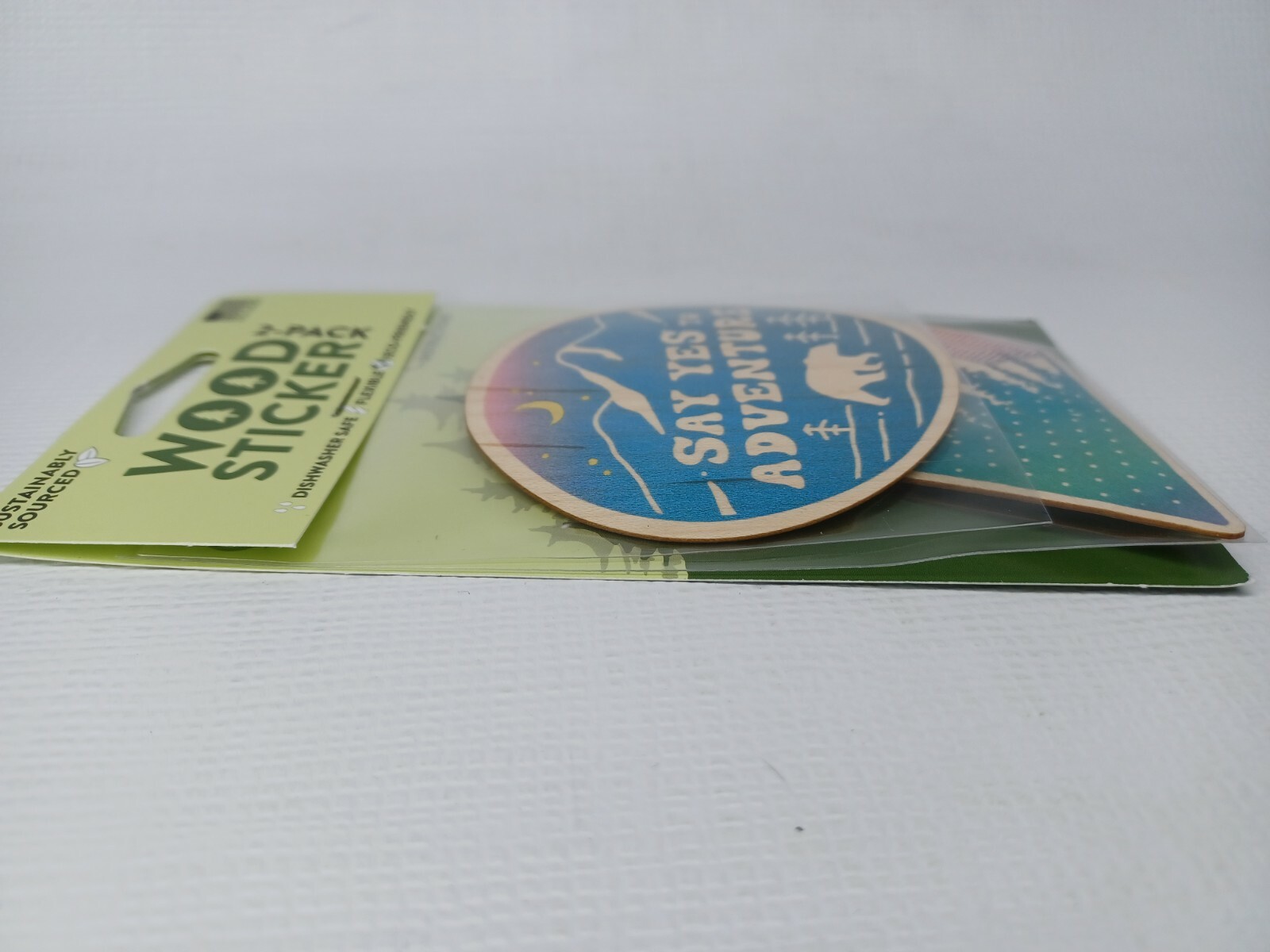 Wood Sticker 2 Pack Decal Bottle Laptop Car USA Made Hiking Outdoors Eco