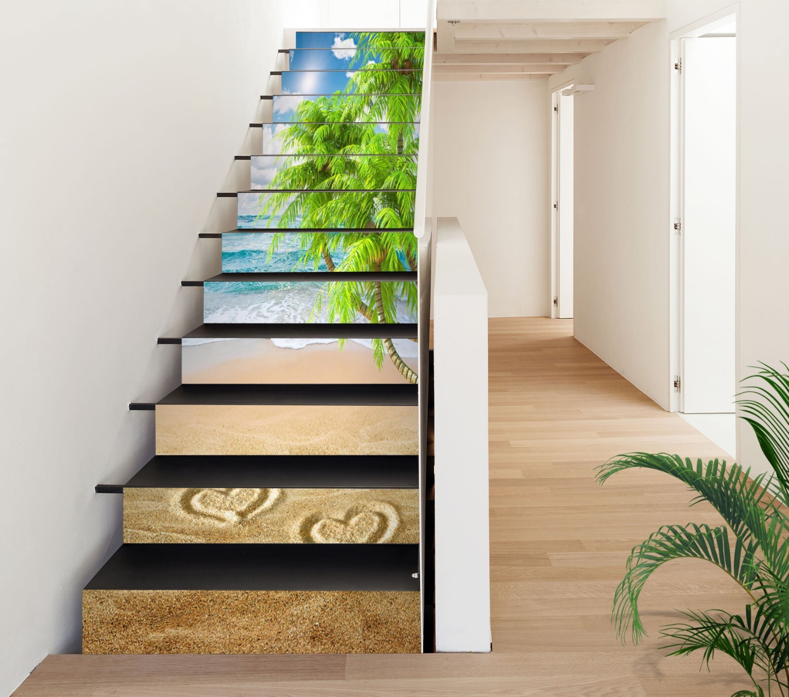 3D Beach Tree ZHU647 Stairs Risers Decoration Photo Mural Vinyl Wallpaper Amy