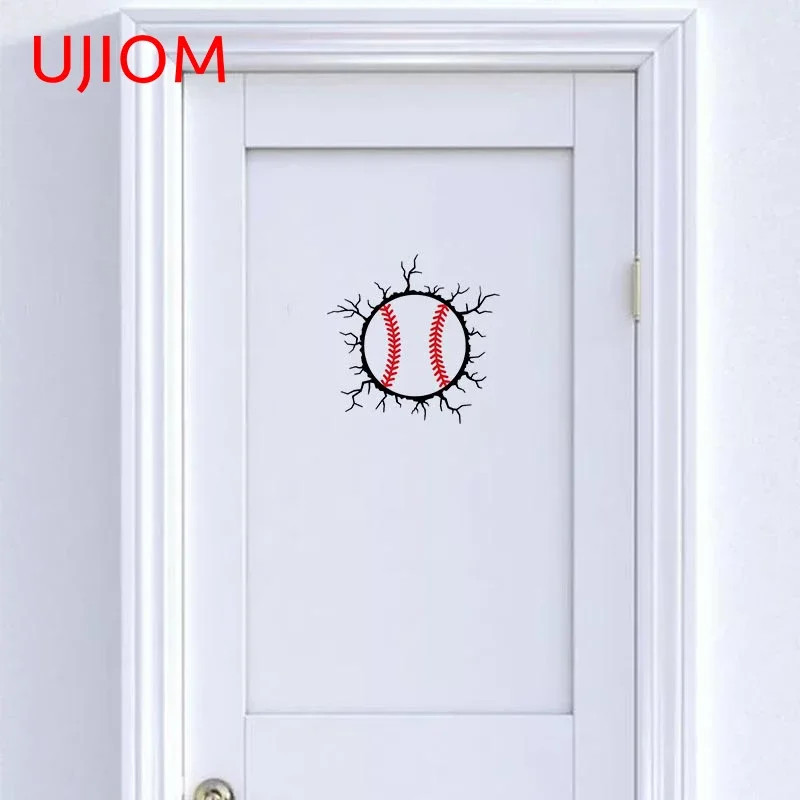 UJIOM 13cm Baseball Crack 3D Wall Sticker Sunscreen Vinyl Decal Creativite
