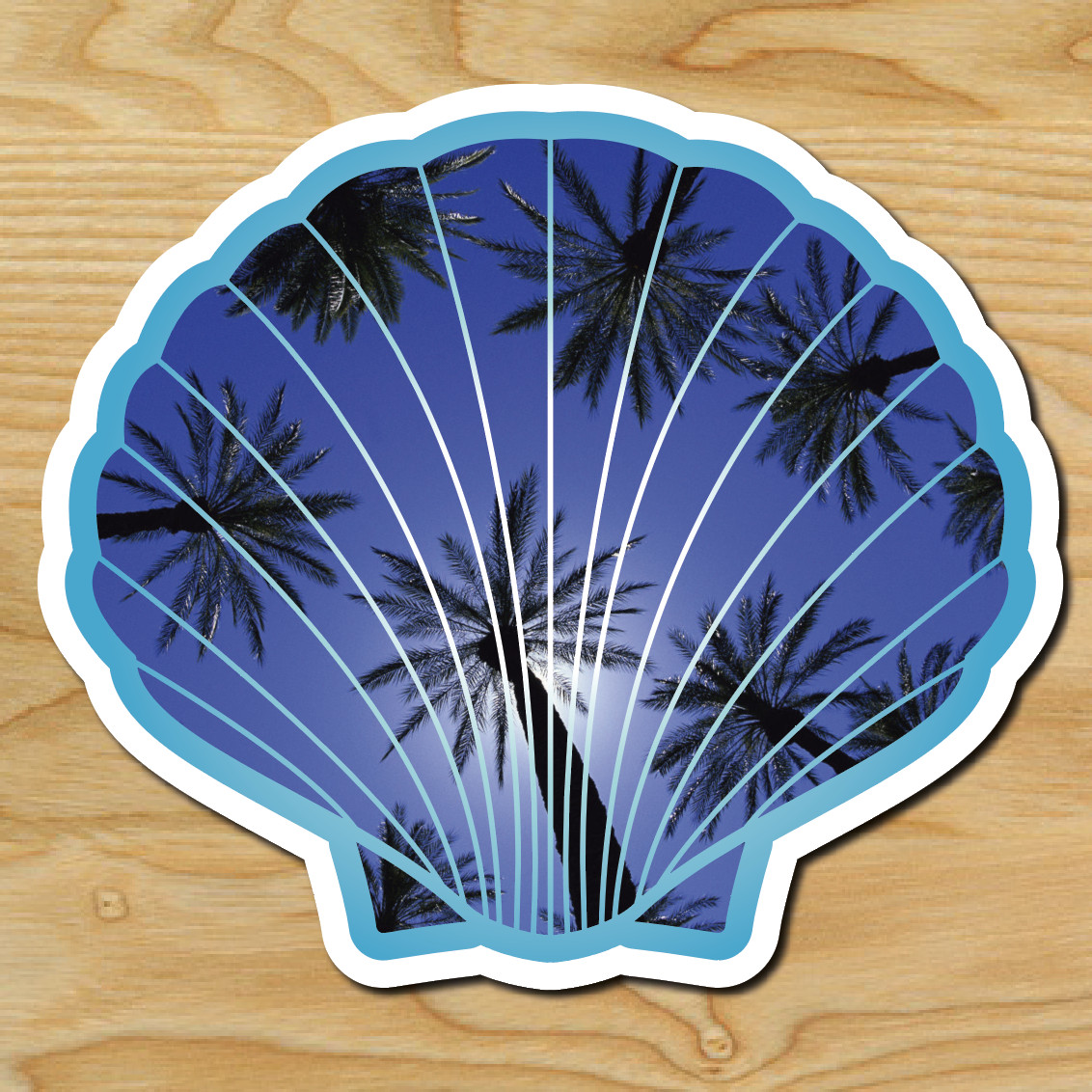(1) ONE Sea Shell Palm Decal Sticker Car Boating Boat Fishing Dive Beach Ocean
