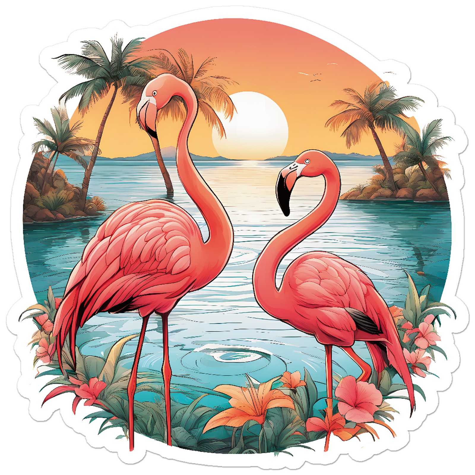 Flamingo Sunset – Vinyl Decal Sticker – Car Window Laptop – ebn11883
