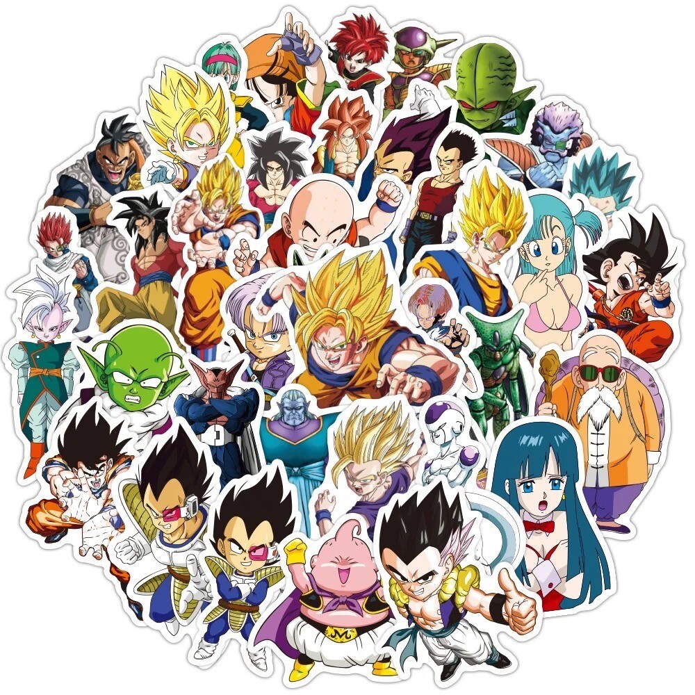 50 PCS Dragon Ball Z Stickers Anime Car Decals Laptop Hydro Yeti Free Shipping!