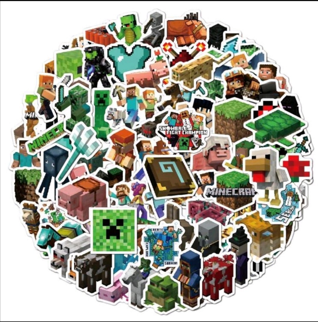 20 PCS Mine Craft (Unofficial) Block Pixel Video Game Stickers 2 BRAND NEW