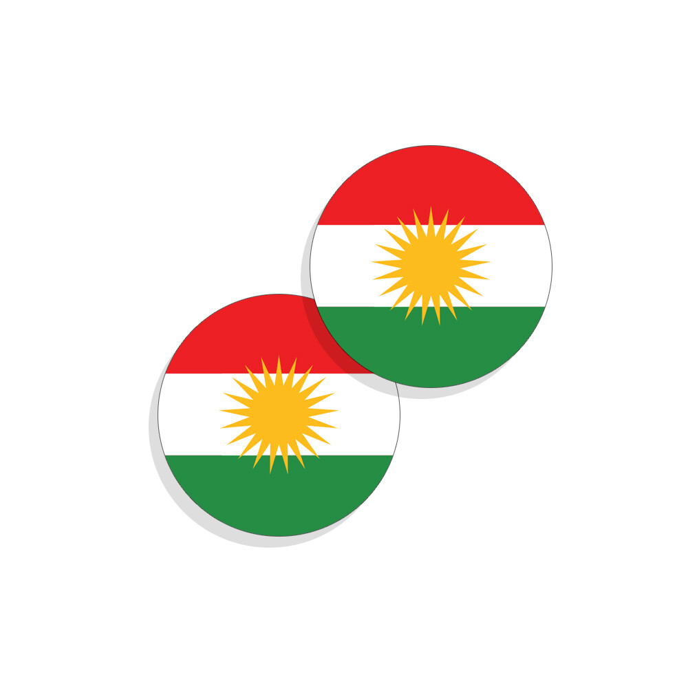 Iraqi Kurdistan Flag Stickers Flag Decals Round Indoor Outdoor Circles 4 pack