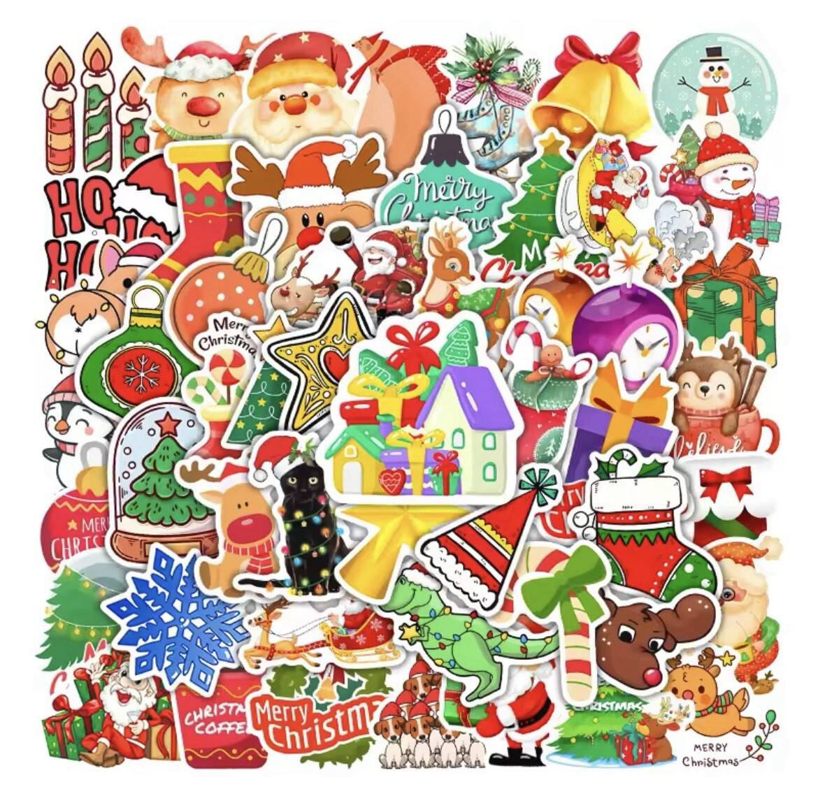 Christmas Stickers 50pk Mixed Holiday Fun Christmas Winter Themed Fun Stickers