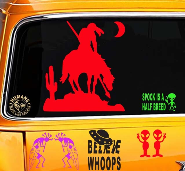 – Native American End Of The Trail Cactus Moon Indian WarriorDecal Sticker