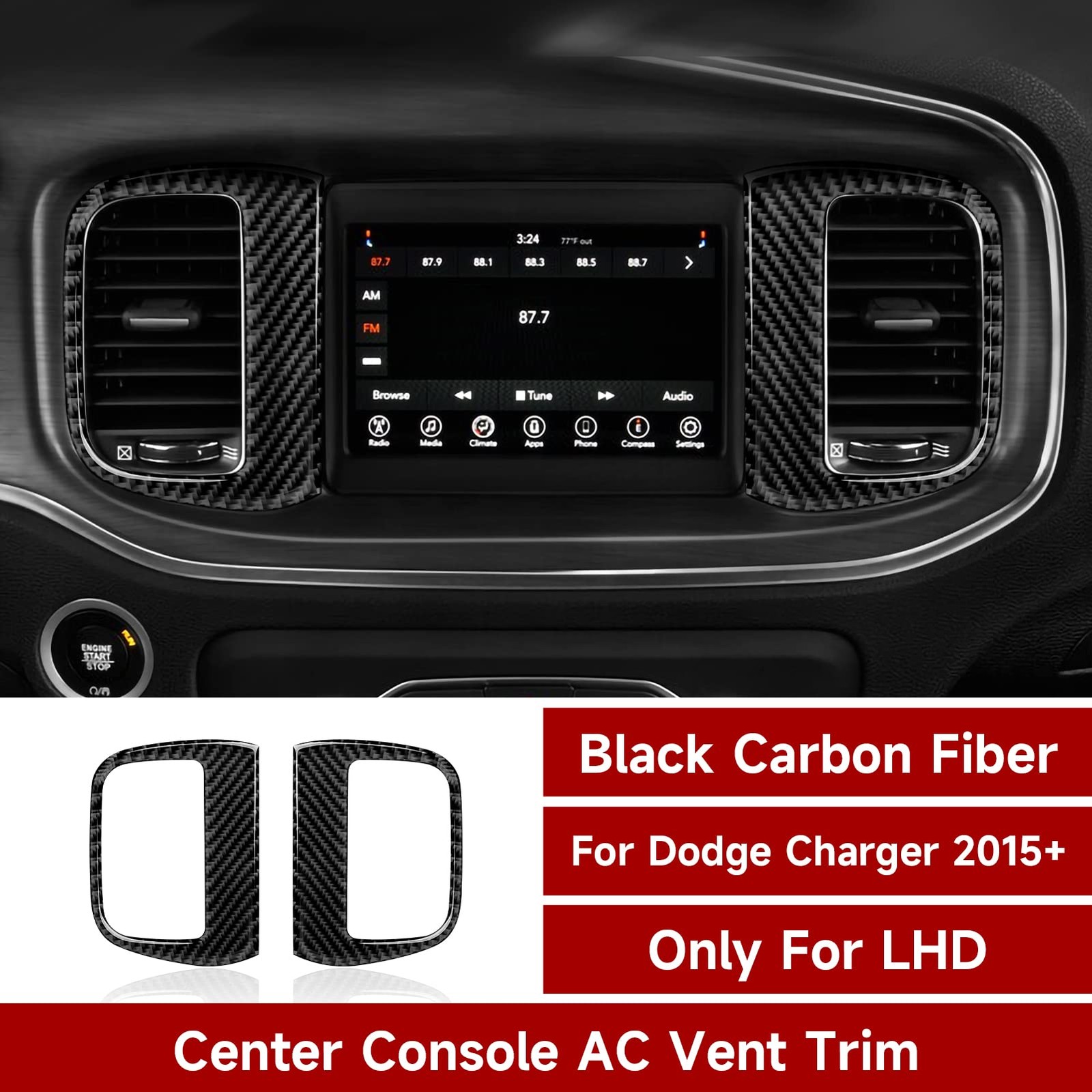 Car Air Vent Cover Decals for Dodge Charger 20152023 Carbon Fiber Accessories