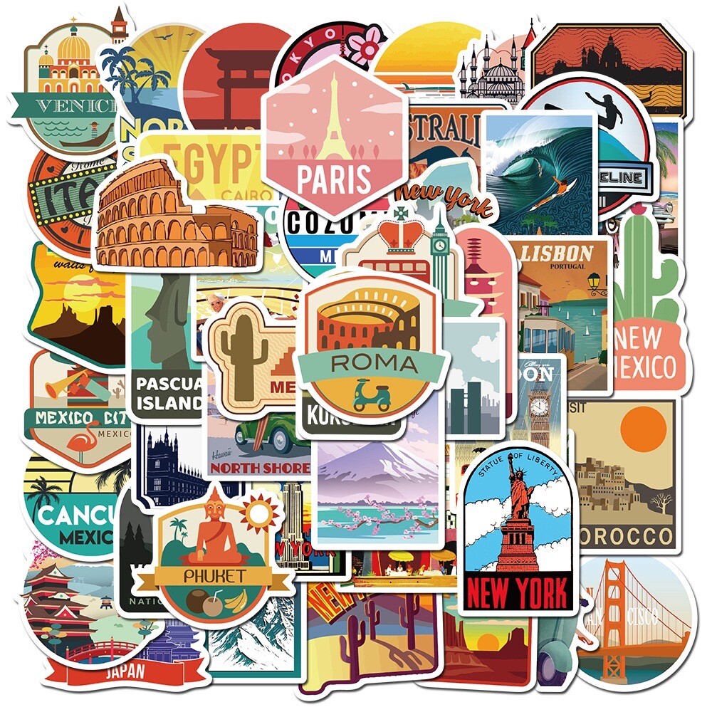 20 Random World Cities International Travel Stickers Tourist Decal Free Shipping