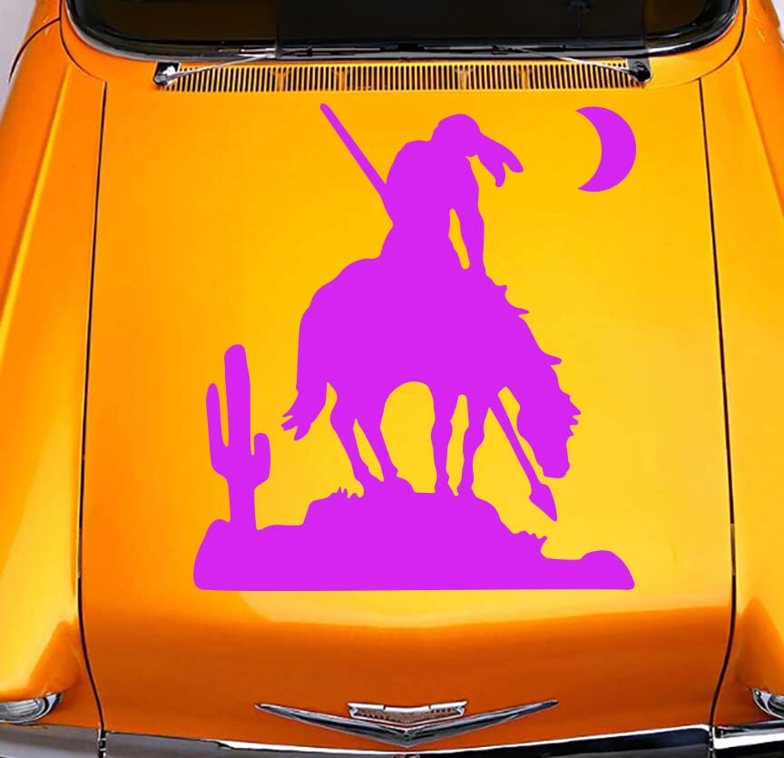 – Native American End Of The Trail Cactus Moon Indian WarriorDecal Sticker