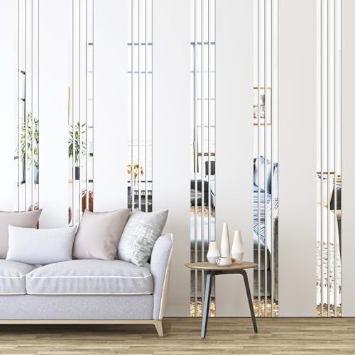 Acrylic Peel and Stick Wall Decor Strips, Vertical Tiles for Entryway & Bathroom
