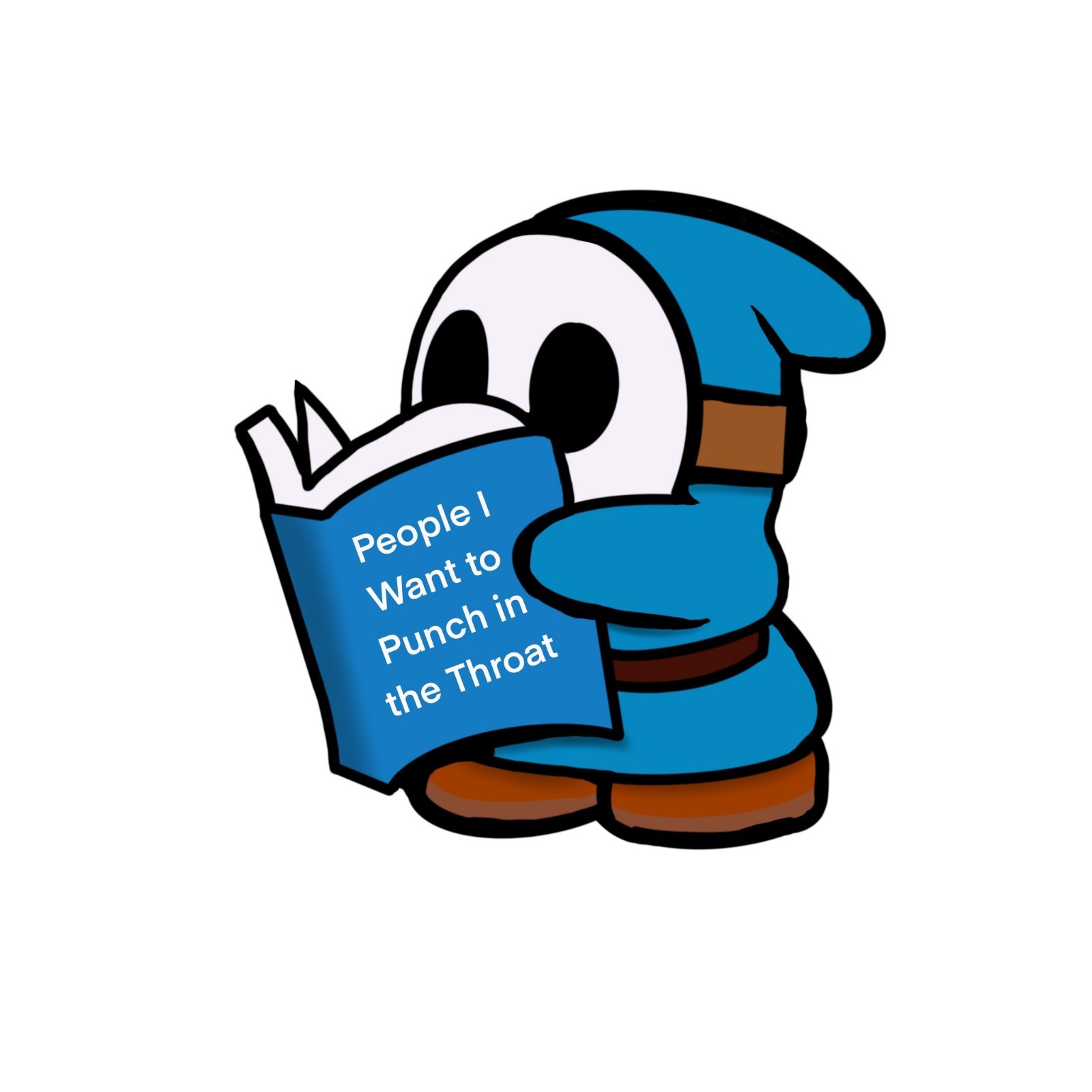 Laminated, Water Resistant, Shy Guy Reading A Book Sticker