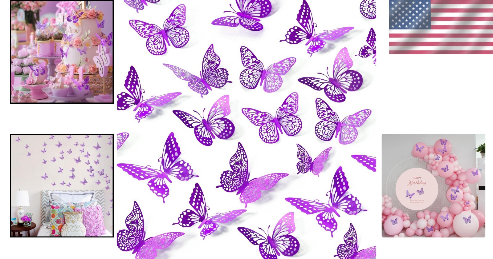 Purple 3D Butterfly Wall Stickers – Waterproof Removable Decor for Kids' Rooms