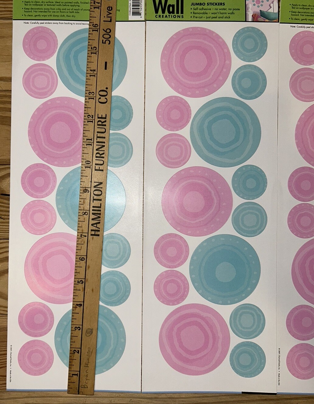 3 Sets Blue Pink Wall CircleArt Decals Appliques Stickers 6 Sides Removable