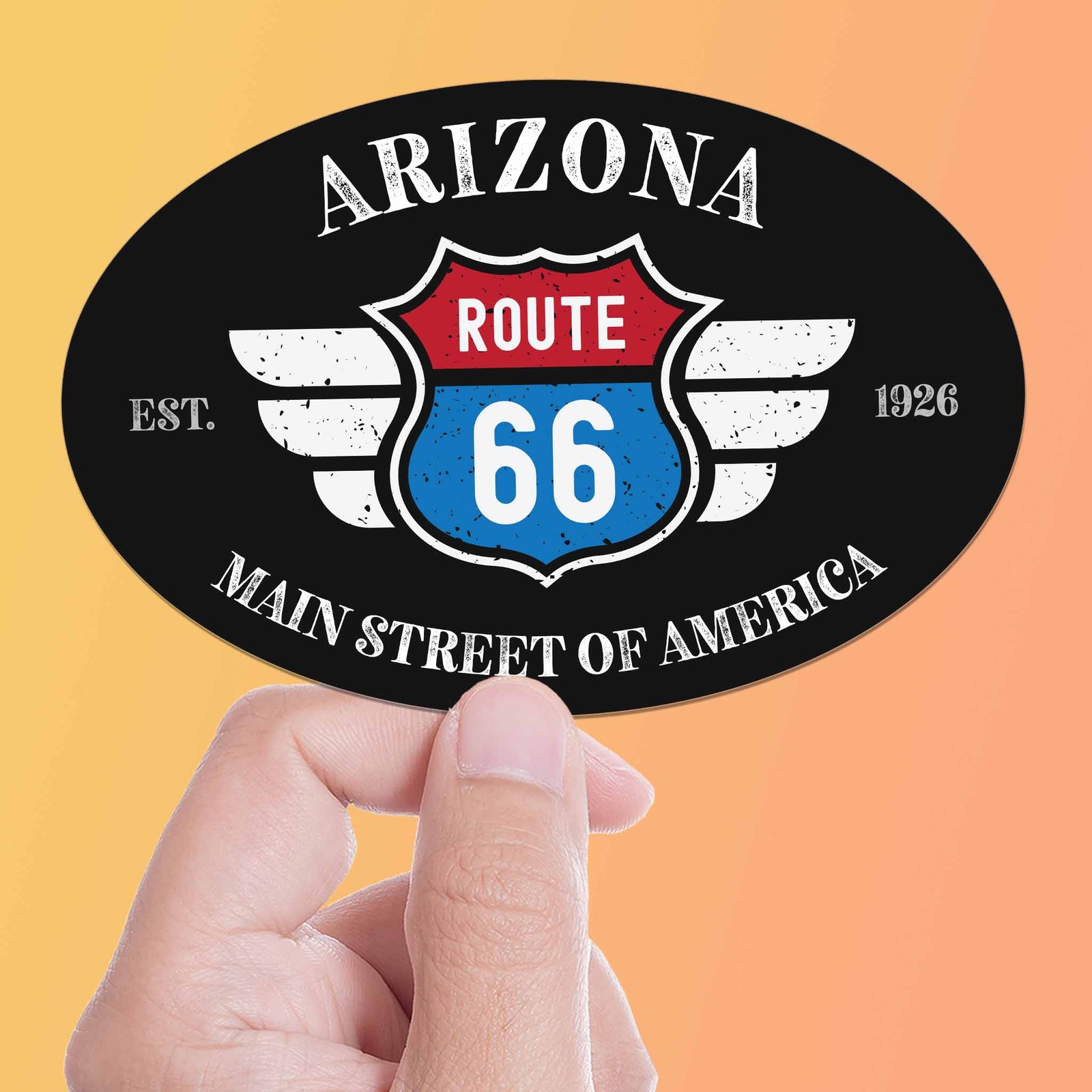 Arizona Route 66 Sticker – AZ Black Oval Decal
