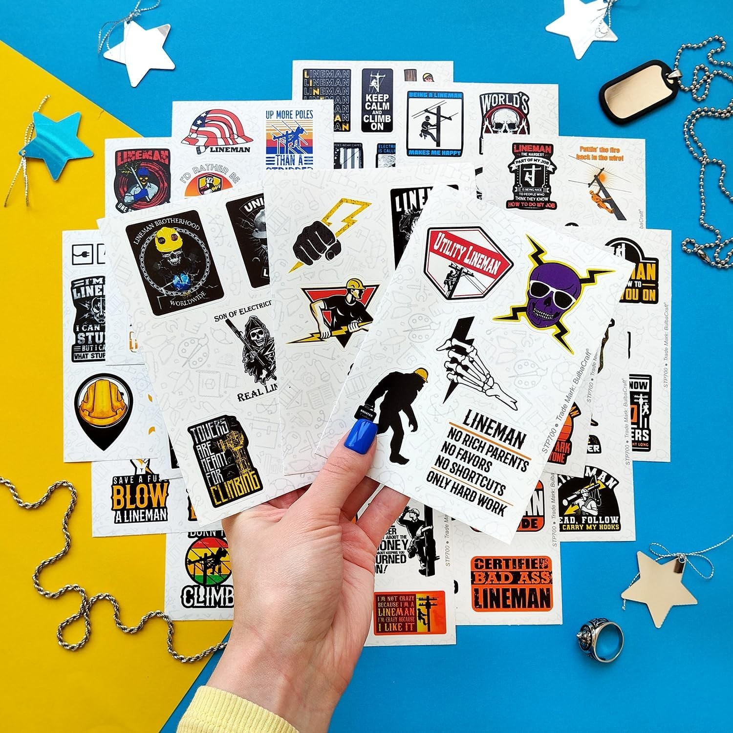 100 Pcs Lineman Stickers for Hard Hats – Durable Construction Decals