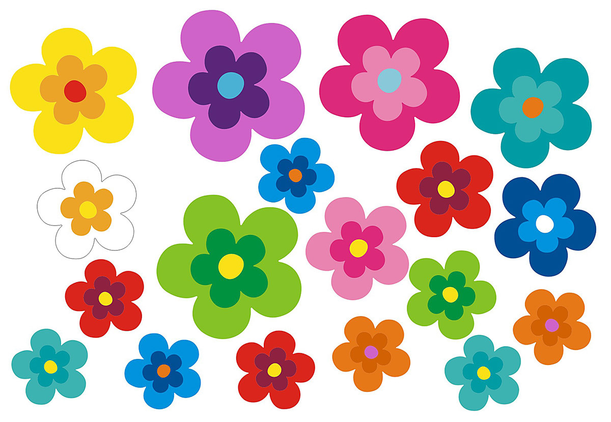 Hippie flowers car sticker flower sticker flower power: hippie flower set 039