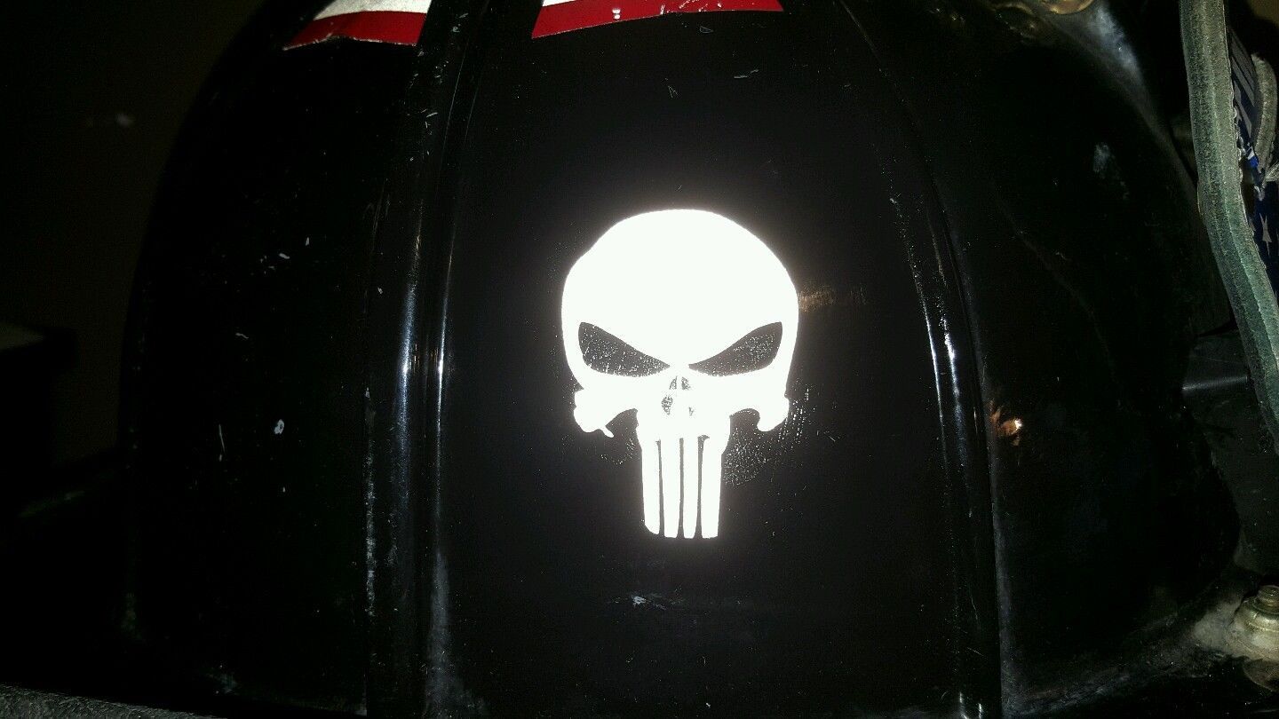 REFLECTIVE Punisher fire helmet die cut decal window sticker hard hat
