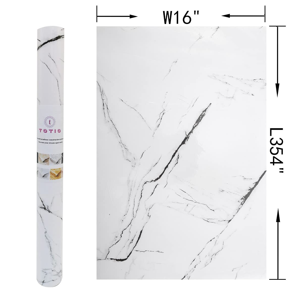 White Granite Wallpaper Peel Stick Glossy Thick Marble Contact Paper for Coun…