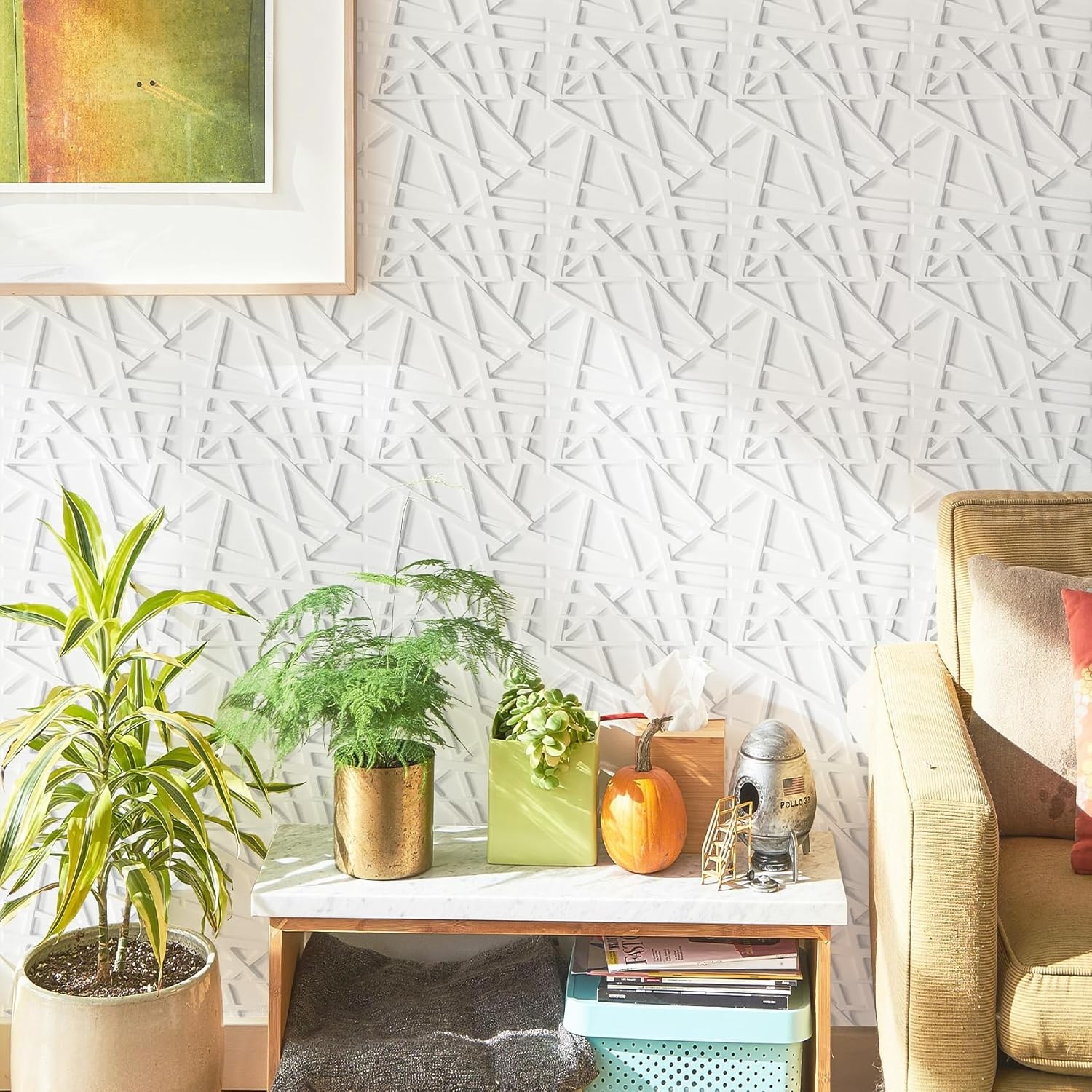 33 Pack 3D Wall Panels Interior Wall Decor 12"x12" White Accent Textured Wall