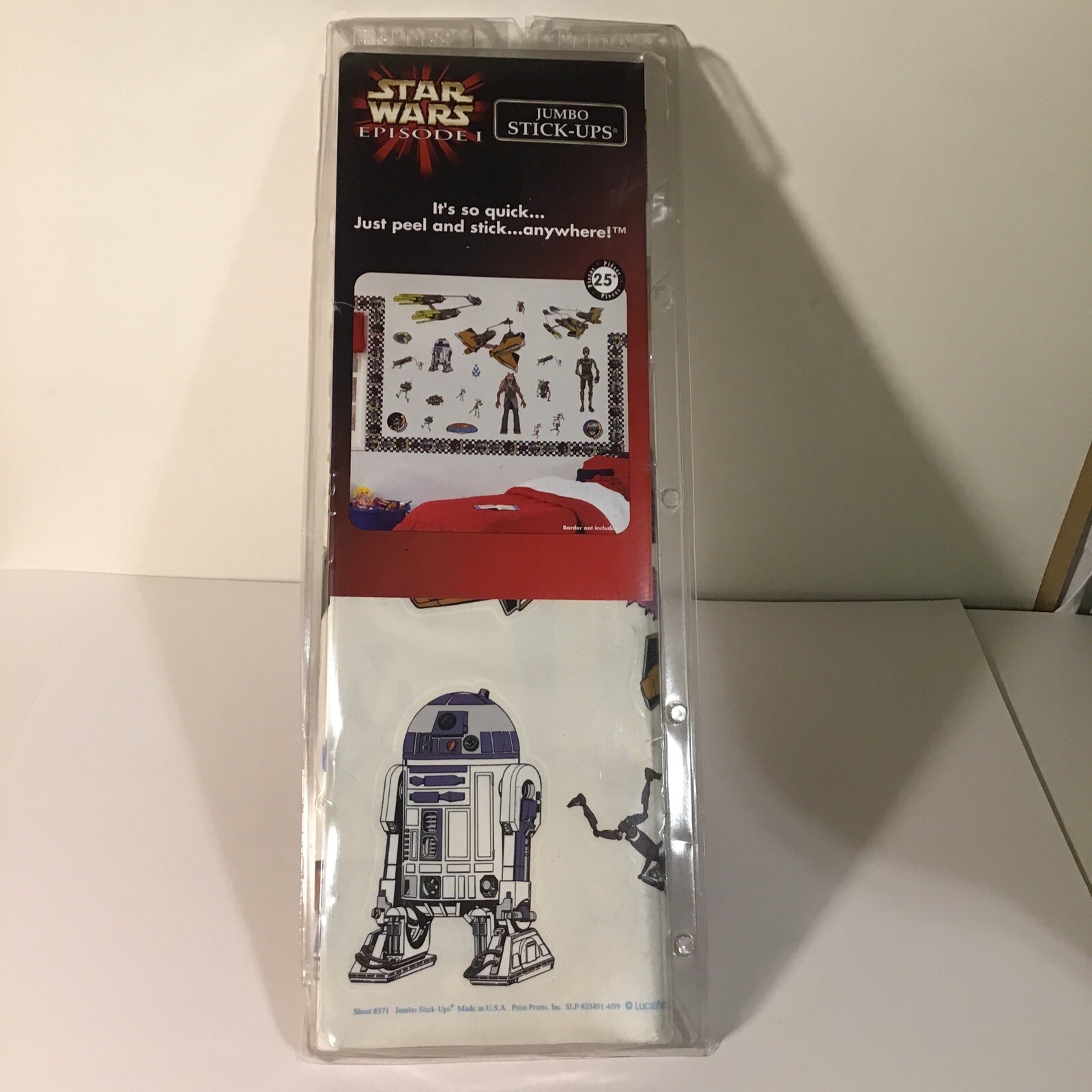 STAR WARS EPISODE 1 TPM JUMBO STICK-UPS 25 WALL STICKERS USA NOS 1999