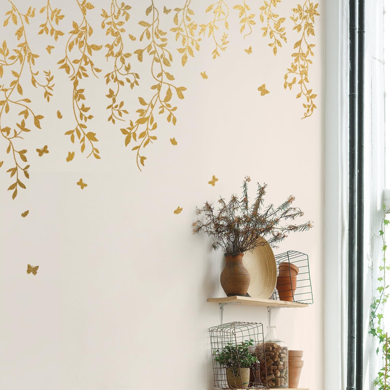 Flortlias Gold Metallic Wall Decals Peel and Stick Large Wall Stickers Large …