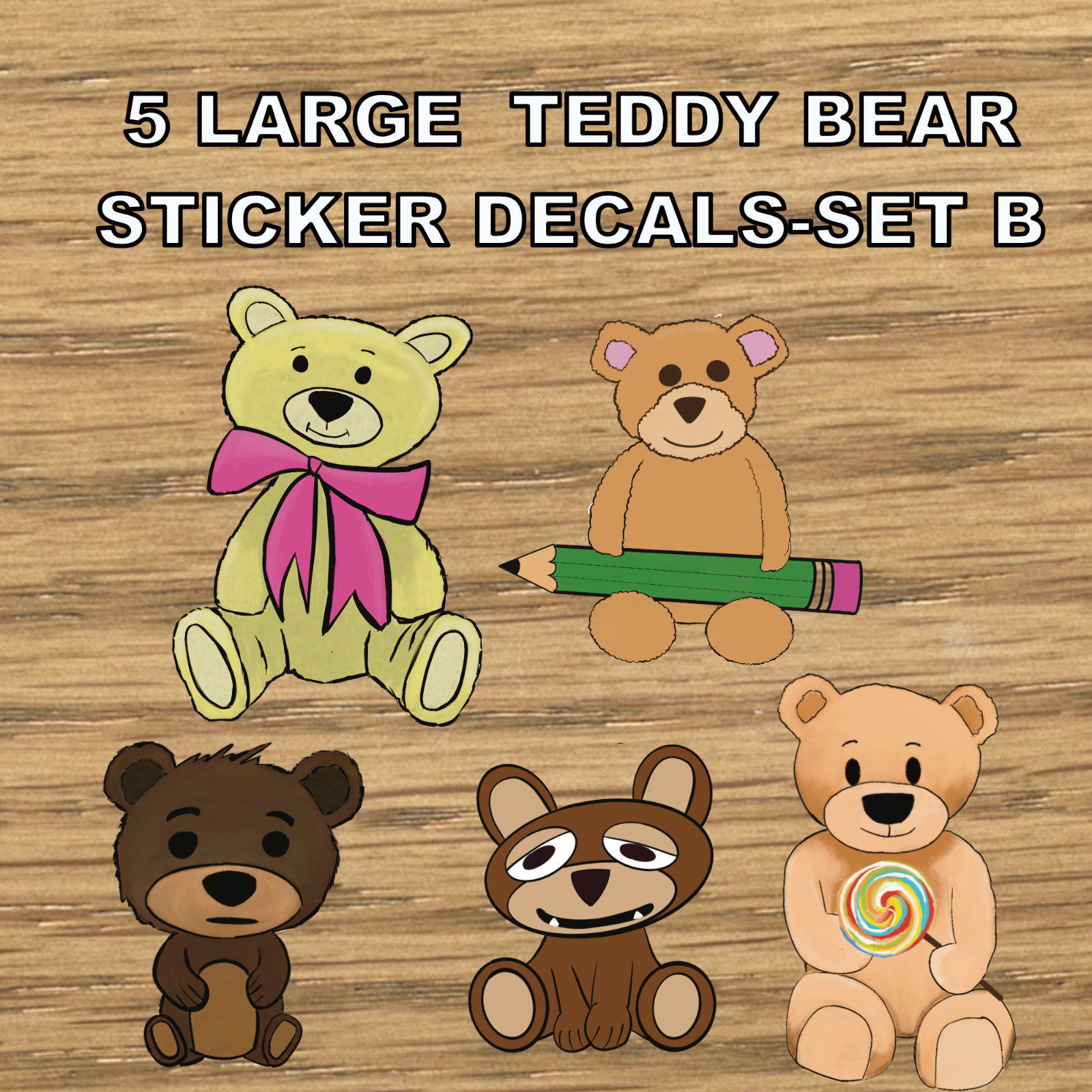 Large Teddy Bear Decal Stickers (2-5 inches)