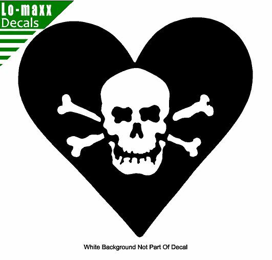 Skull Heart Unique Original Graphic Design Various Sizes Die Cut Vinyl Decal